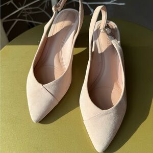 Taryn Rose Blush Pointed Toe Slingback Flats
